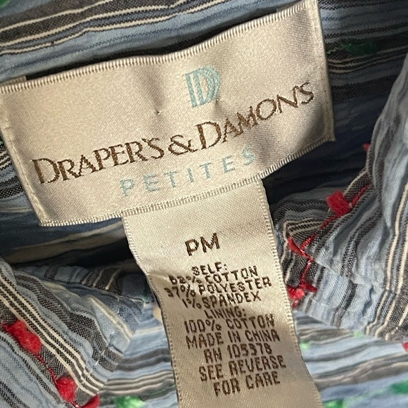 Draper’s And Damon’s Striped Button Down Blouse Women’s Petite Medium - Picture 5 of 10